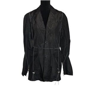 Collusion Women's Button Down Nylon Jacket in Black - Size 4